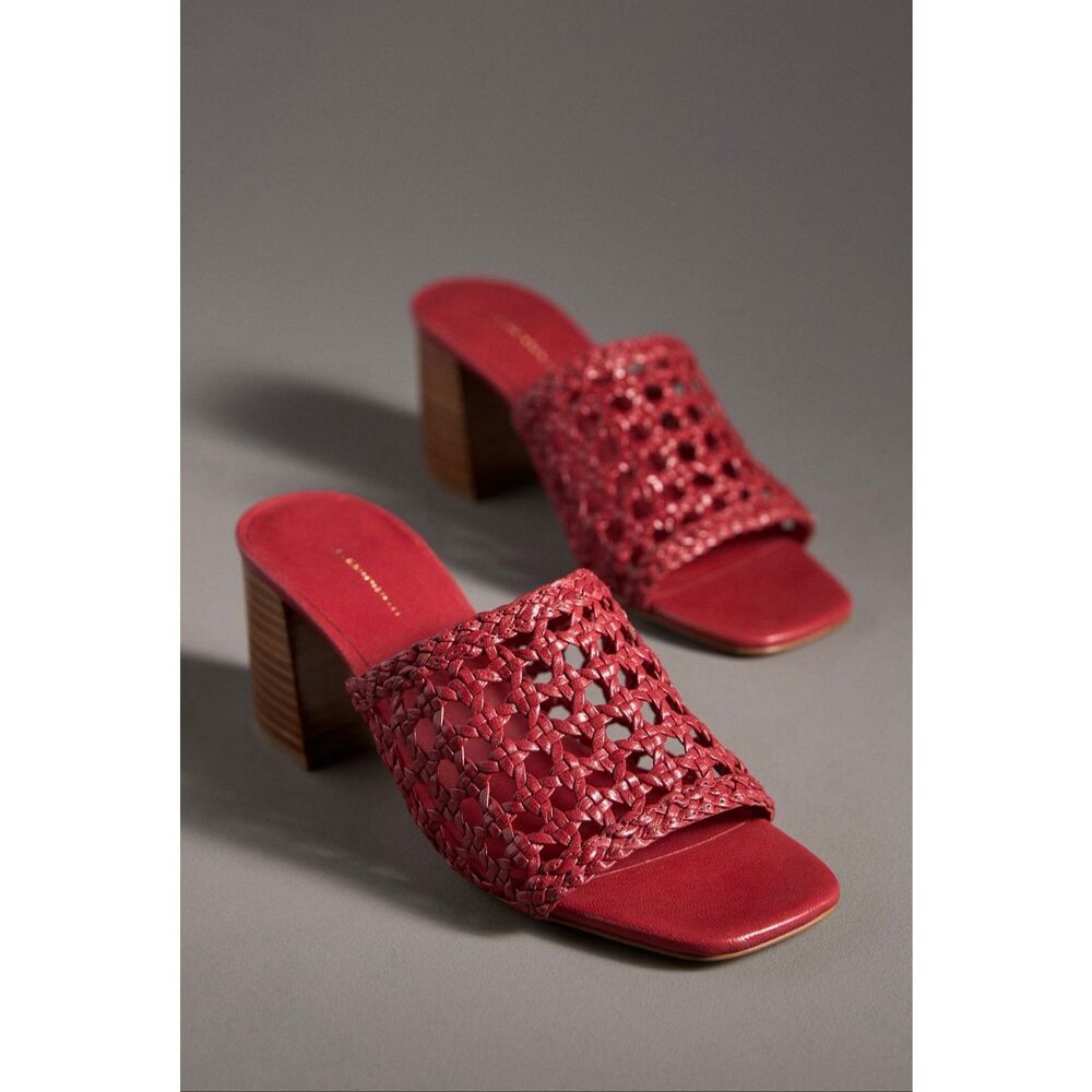 By Anthropologie Woven Block Heel Mule Sandals NWT